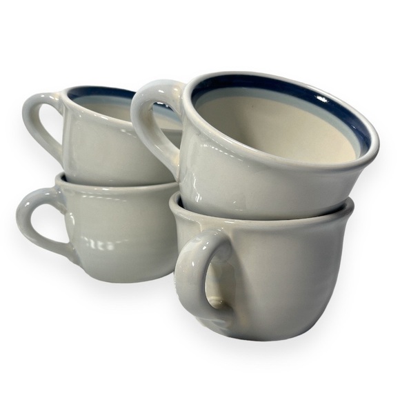 Pfaltzgraff Northwinds Pattern Stoneware Coffee Mugs Set of 4 Blue Stripes 001 - Picture 1 of 4